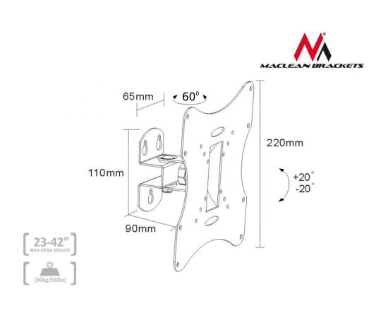 Maclean MC-501S Universal Wall TV Bracket