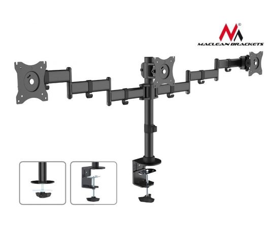 Maclean MC-691 Triple Desk Mount Monitor Arm 360 ° Adjustable Bracket 13-27 Inch