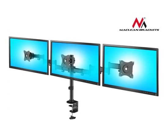 Maclean MC-691 Triple Desk Mount Monitor Arm 360 ° Adjustable Bracket 13-27 Inch