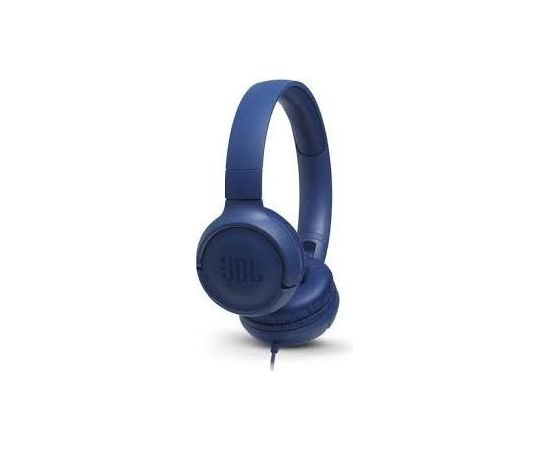 JBL T500 Blue on-ear austiņas ar mikrofonu, zilas