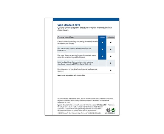 Microsoft D86-05822 Visio Std 2019 ESD, Multilingual