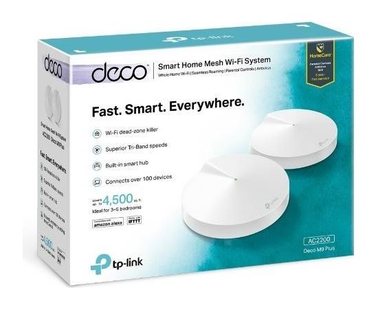 TP-Link Deco M9 Plus AC2200 Tri-Band Mesh WiFi system, 2-pack,MU-MIMO, Antivirus