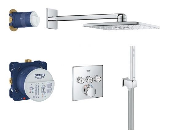 Grohe SmartControl Perfect Rainshower 310 Cube, 3 režīmi, hroms iebūvējamā dušas termostata komplekts