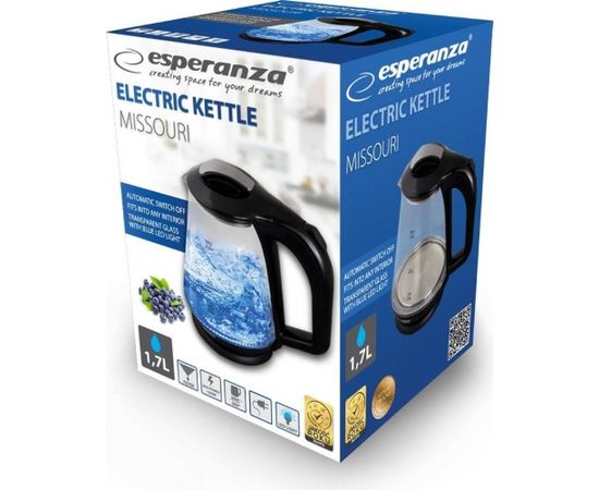 ESPERANZA EKK024K MISSOURI - Electric Kettle 1,7L, GLASS WITH LED LIGHT