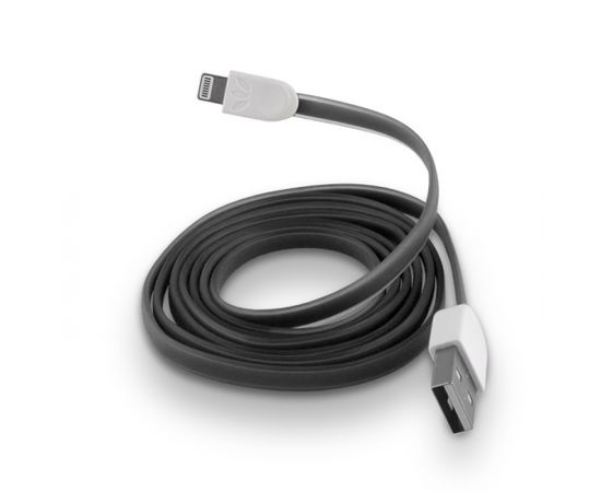 Forever Plakans Silikona USB Datu un uzlādes Kabelis uz Lightning iPhone 5 5S 6 Melns (MD818 Analogs)