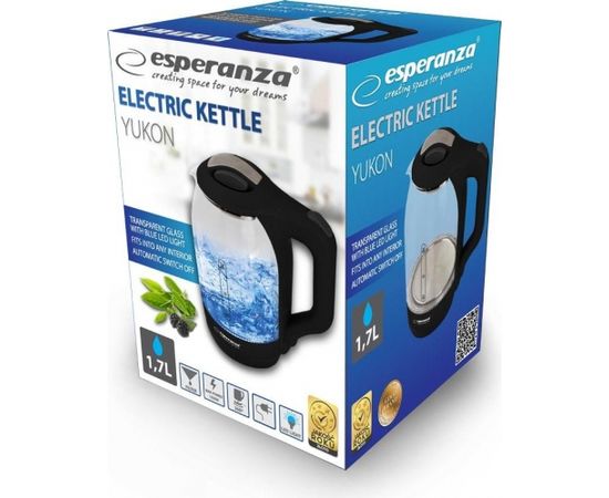 ESPERANZA EKK025K YUKON - Electric Kettle 1,7L, GLASS WITH LED LIGHT