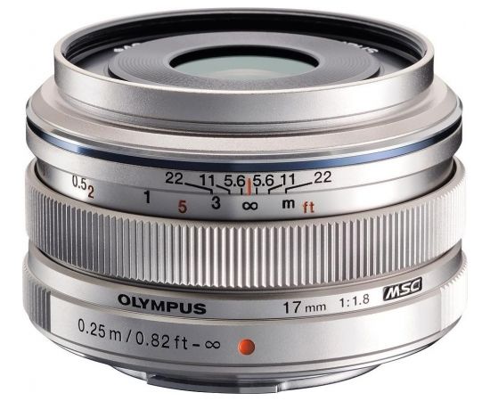 Olympus M.Zuiko Digital 17мм f/1.8 объектив, серебристый