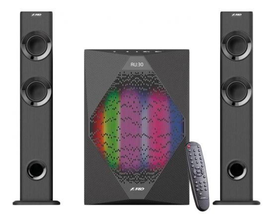 Fenda Multimedia Speakers F&D T-300X 2.1 TV, 17.5Wx2+35W (70W  RMS), Satellite driver: 2" full range, Subwoofer driver: 8" bass, 30Hz~ 104Hz,  BT 4.0, microphone included, Multicolored LED Themes