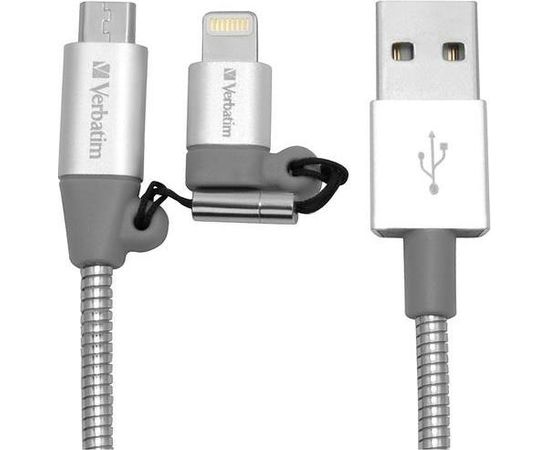 Verbatim 2in1 Lightning/Micro B Stainless Steel Cable Sync & Charge
