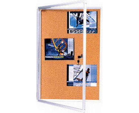 Korķa ziņojumu dēlis 2X3 ar slēdzamām, stiklotām durvīm, 120 x 180 cm