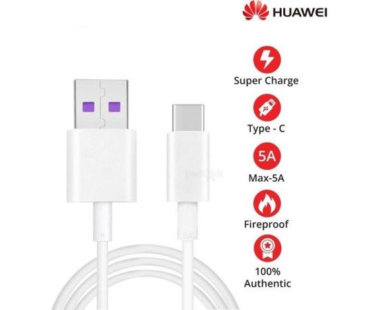 Huawei AP71 SuperCharge Оригинальный Type-C 3.1 Кабель для зарядки и данных 1m Белый (OEM)