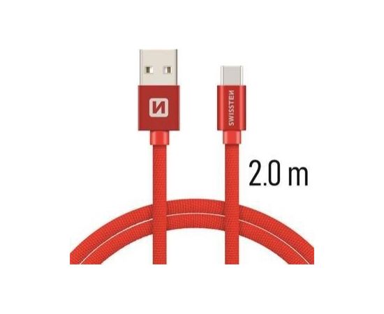 Swissten Textile Universāls Quick Charge 3.1 USB-C Datu un Uzlādes Kabelis 2m Sarkans