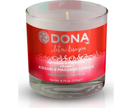 Dona Kissable aromātiska masāžas svece (135 ml) [ Zemeņu suflē ]