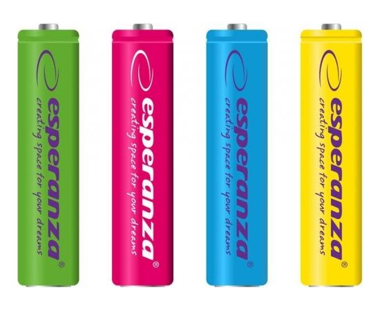 Esperanza EZA107 RECHARGEABLE BATTERIES Ni-MH AAA 1000MAH 4PCS. - MIX COLOURS