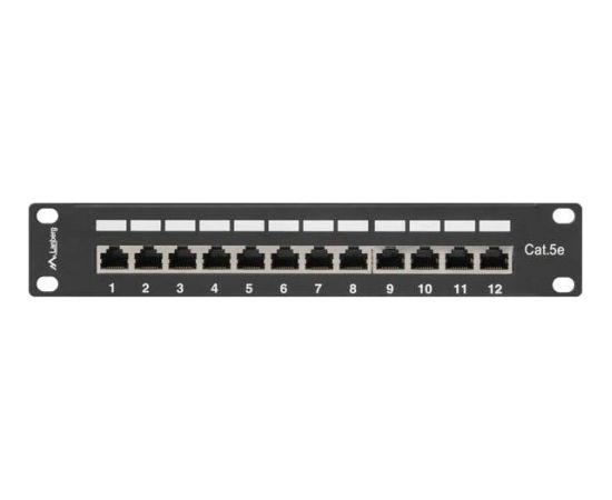 Lanberg Patch Panel 10'', 12 port 1U, cat.5e, black