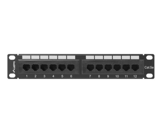 Lanberg Patch Panel 10'', 12 port 1U, cat.5e, black