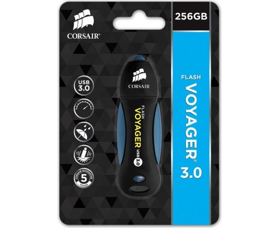 Flashdrive Corsair Voyager 3.0 256GB USB3 190/90MBs, Durable rubber housing USB карты памяти (Flash)