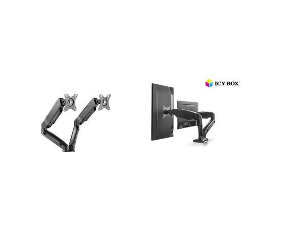 Raidsonic ICY BOX IB-MS304-T, Monitor stand with desk mounted base, for two screens, size up to 27&apos;&apos;