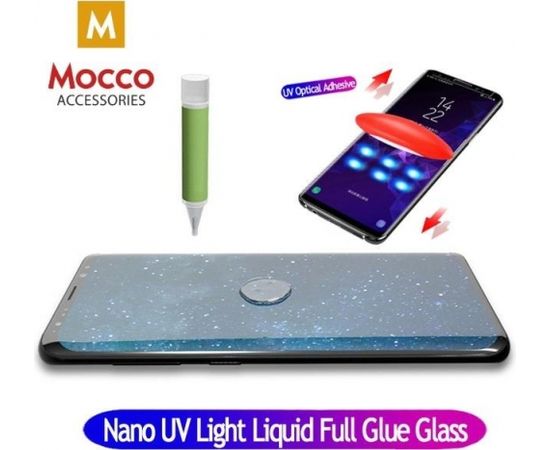 Mocco UV 9H Tempered Glass Full Cover Защитное стекло для экрана + Эко Клей + Лампа Для Apple iPhone XS Max Прозрачное