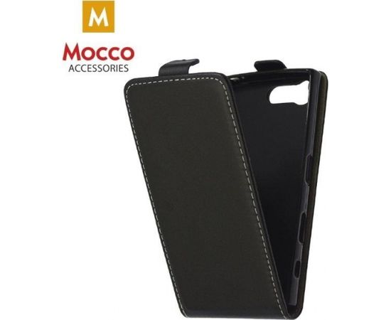 Mocco Kabura Rubber Case Vertikāli Atverams Premium Eco ādas Maks Telefonam Sony Xperia XZ Melns