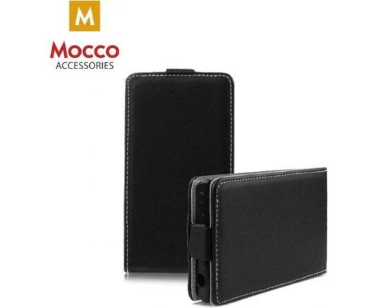 Mocco Kabura Rubber Case Vertikāli Atverams Premium Eco ādas Maks Telefonam Sony Xperia X Melns
