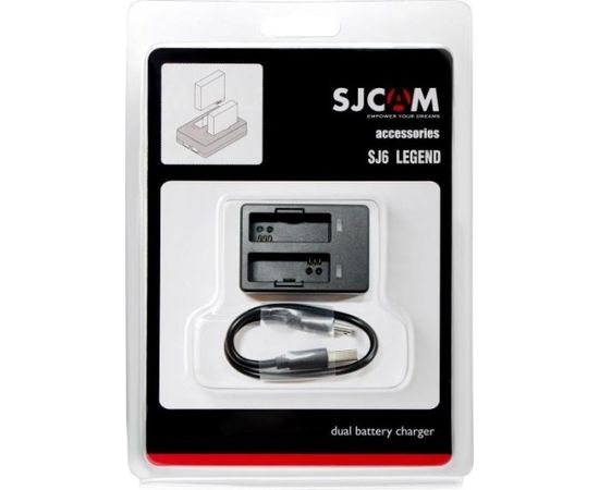 SJCam Oriģināls SJ6 Legend Divu USB Ligzdu USB DC 4.35V / 0.8A Akumulātoru Lādētājs ar Micro USB Kabeli