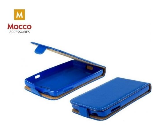 Mocco Kabura Rubber Case Vertikāli Atverams Premium Eco ādas Maks Telefonam Xiaomi Redmi S2 Zils