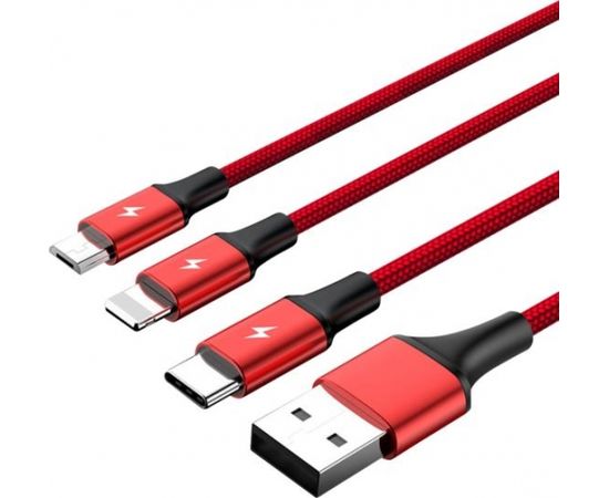 Unitek Cable 3-in-1, USB-Type-C/MicroUSB/Lightning, 1.2m, red, C4049RD