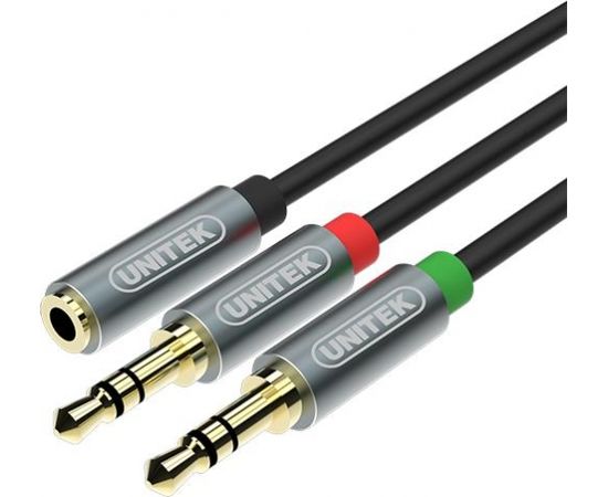 Unitek Cable miniJack 3,5mm (F) - 2x 3,5mm (M); Y-C957ABK