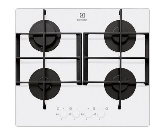 ELECTROLUX EGT6342YOW gāzes plīts virsma, 60cm, balta, uz stikla