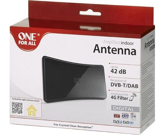 One For All OFA Amplified Indoor Antenna 42 dB black