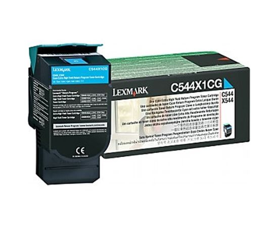 Lexmark C544, X544 Cyan Extra High Yield Return Program Toner Cartridge Cartridge, Cyan, 4000 pages