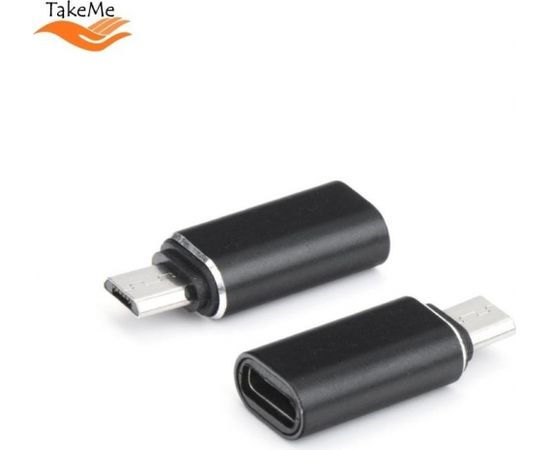 TakeMe Универсальный Micro USB коннектор папа на Type-C гнездо мама адаптер для кабеля Черный (OEM)