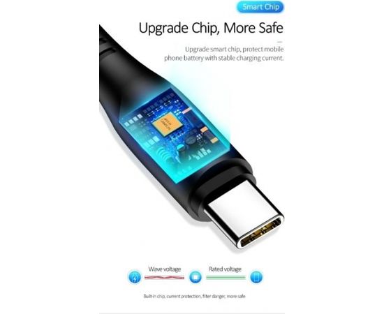 Usams US-SJ267 U18 Flexi PVC Универсальный Type-C на USB Кабель Данных и Заряда 2А с Круглым коннектором Черный