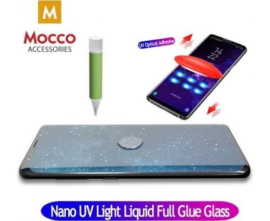 Mocco UV 9H Tempered Glass Full Cover Защитное стекло для экрана + Эко Клей + Лампа Для Apple iPhone 6 Plus / 6S Plus / 7 Plus / 8 Plus Прозрачное