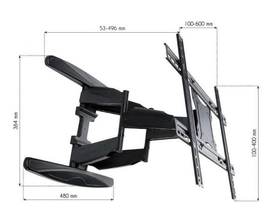 Techly Sienas stiprinājums  for TV LCD/LED/PDP 40-80'' 50 kg VESA full motion black