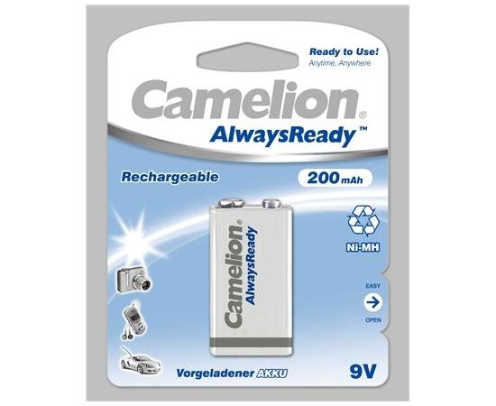 Camelion 9V/6HR61, 200 mAh, AlwaysReady Rechargeable Batteries Ni-MH, 1 pc(s)