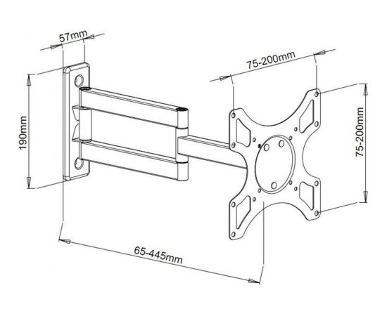 Techly Sienas stiprinājums  for TV LCD/LED/PDP double arm 19-37'' 25 kg VESA black