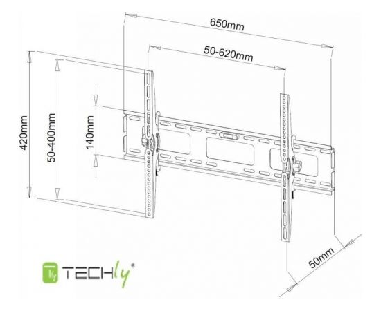 Techly Sienas stiprinājums  for TV LCD/LED/PDP 40-65'' 60 kg VESA tilting black