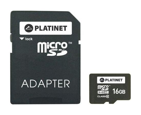 Platinet MicroSDHC 16GB class 10/UHS 1 + переходник SD