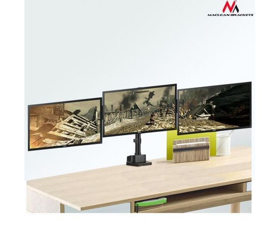 Maclean MC-811 Desk holder 3 LED monitors with 2xUSB3.0 17-27''3x7kg vesa 100x10