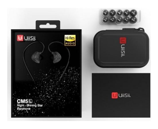 UiiSii CM5-L Premium Hi-Res Oriģinālas Sporta Austiņas ar Mikrofonu un Skaļuma Regulēšanas pulti / 3.5mm / 1.2m / Melnas