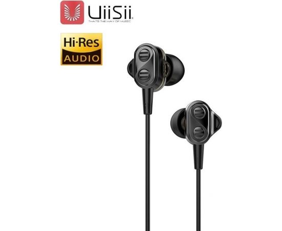 UiiSii Premium Hi-Res Oriģinālas Austiņas ar Mikrofonu un Skaļuma Regulēšanas pulti / 3.5mm / 1.2m / Melnas