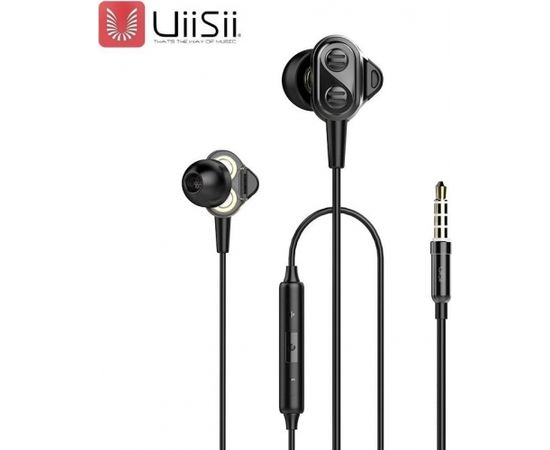 UiiSii Premium Hi-Res Наушники с Mикрофоном и пультом регулировки громкости / 3.5mm / 1.2m / черный