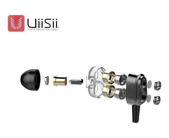 UiiSii Premium Hi-Res Oriģinālas Austiņas ar Mikrofonu un Skaļuma Regulēšanas pulti / 3.5mm / 1.2m / Melnas