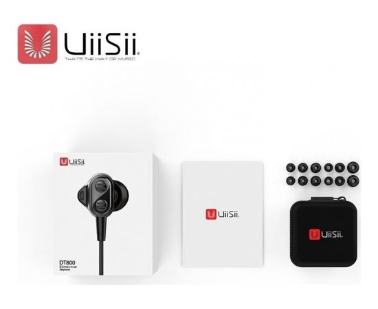 UiiSii Premium Hi-Res Oriģinālas Austiņas ar Mikrofonu un Skaļuma Regulēšanas pulti / 3.5mm / 1.2m / Melnas