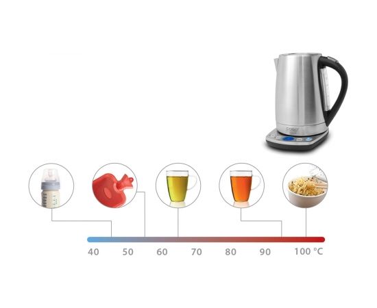 Caso WK 2200 With electronic control, Stainless steel, Stainless steel, 2200 W, 1.7 L, 360° rotational base