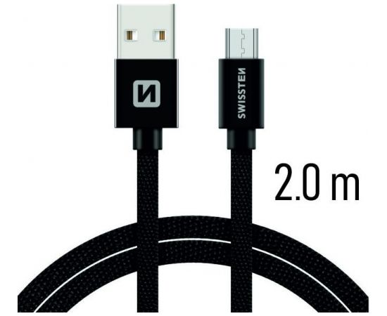 Swissten Textile Универсальный Micro USB Кабель данных 2.0m черный