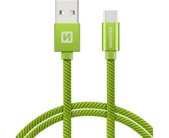 Swissten Textile Universāls Quick Charge 3.1 USB-C Datu un Uzlādes Kabelis 2m Zaļš