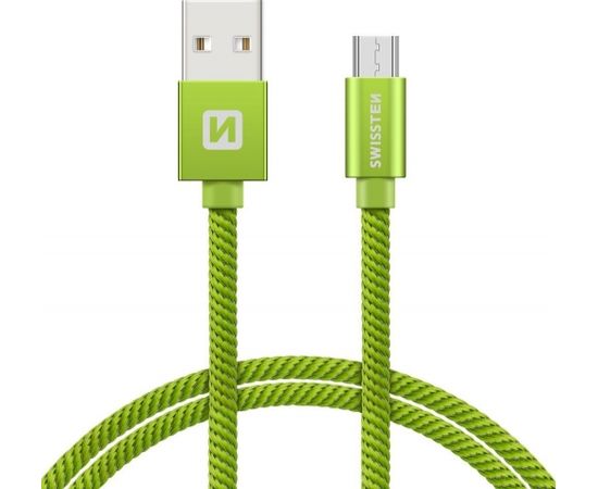 Swissten Textile Quick Charge Универсальный Micro USB Кабель данных 0.2m Зеленый